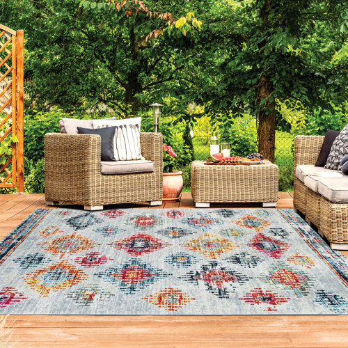 Bloomsbury Market Adora Vintage Flatweave Grey/Blue/Red Rug Wayfair.co.uk